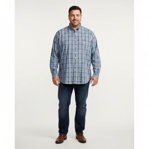 U.S. Polo Assn Men’s Shirt 4XLT Blue Striped Long Sleeve Collared Stretch Casual